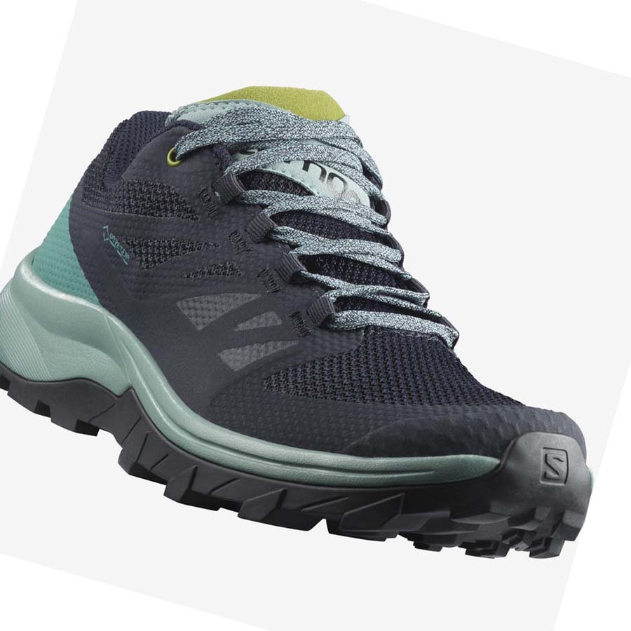 Salomon WoOUTLINE GORE-TEX Túracipő Női Fekete Zöld | HU 2829LIS